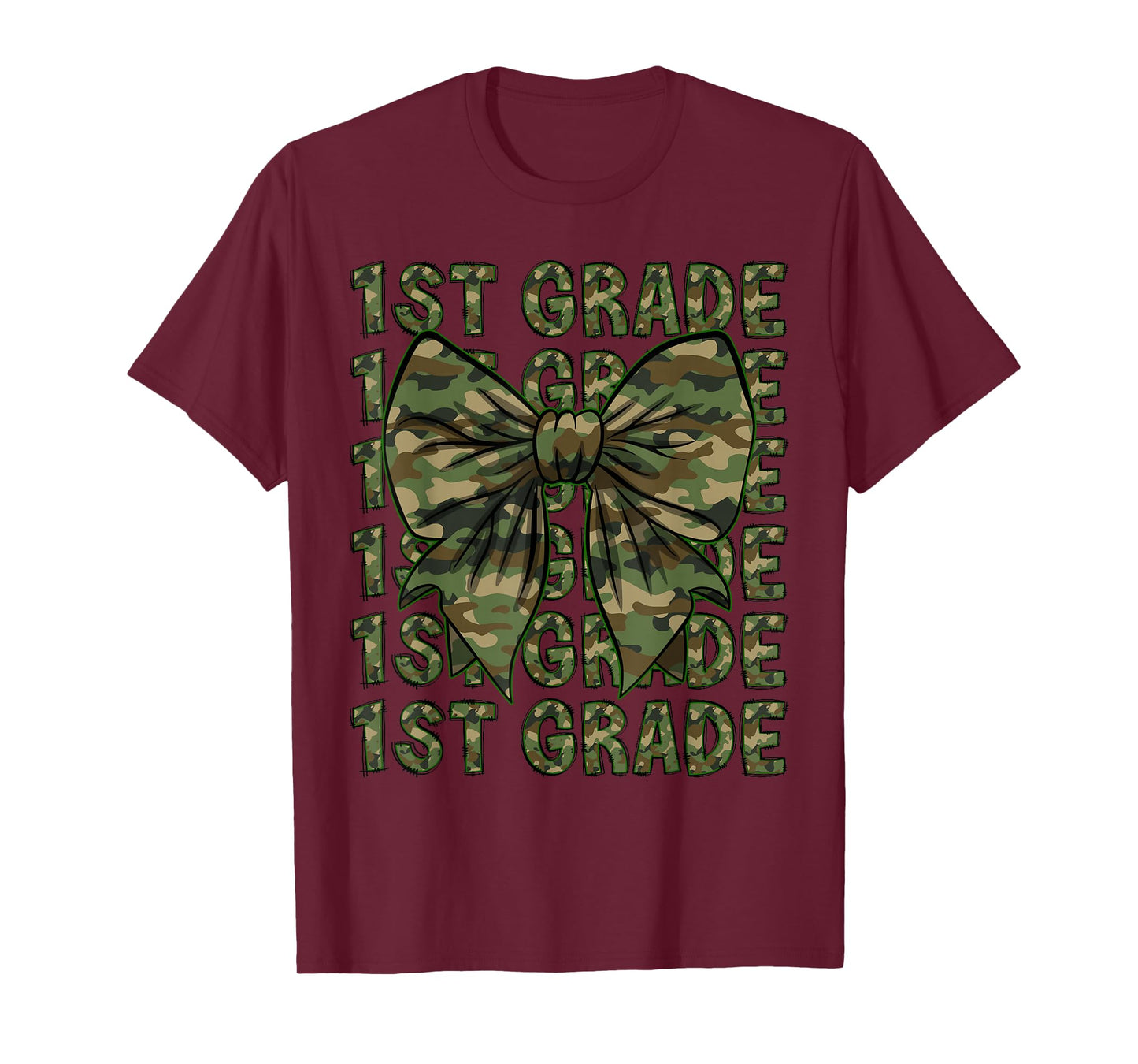 1st Grade Teacher Student Camo Bow Back to School T-Shirt