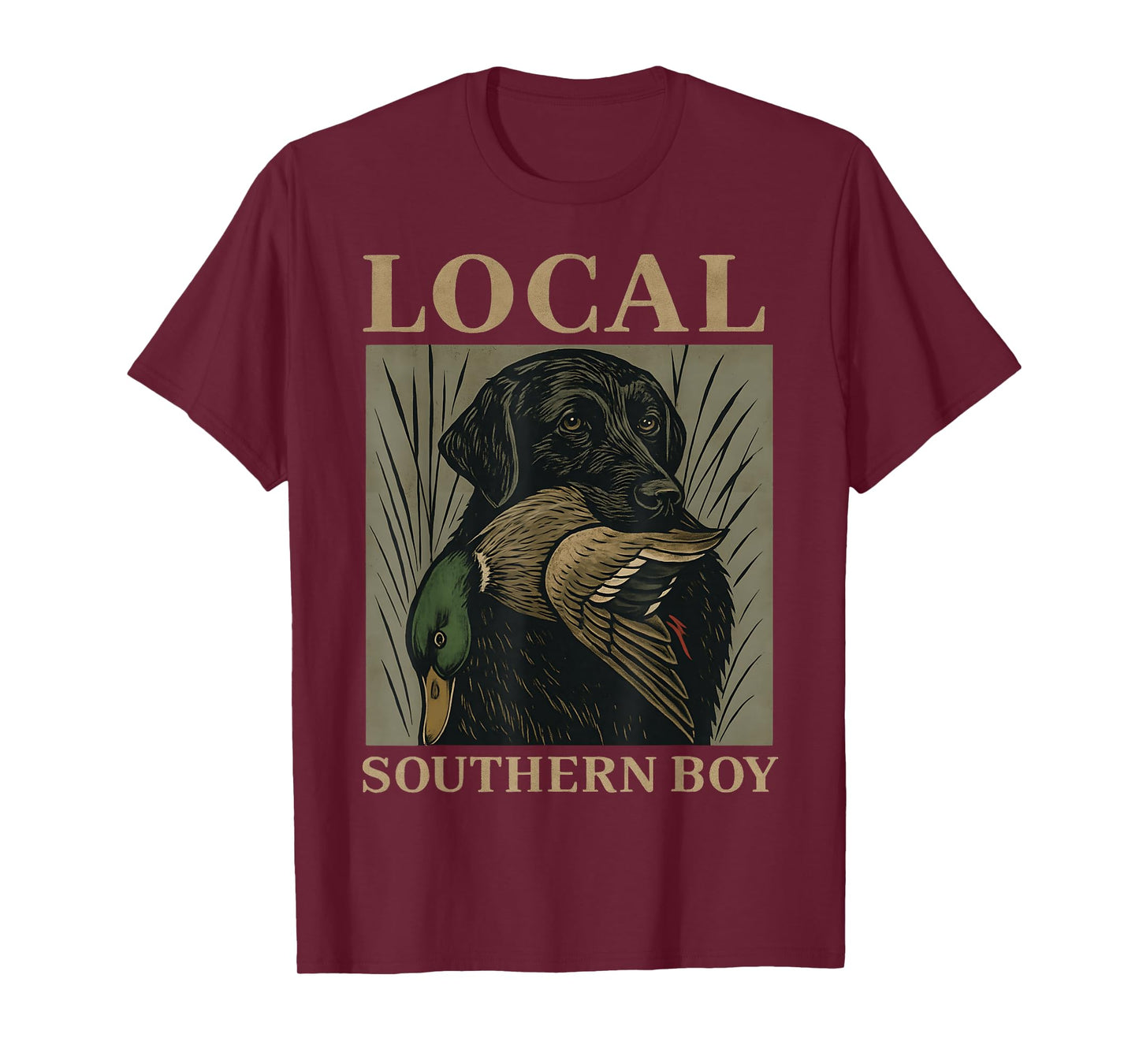 Local Southern Boy Duck Hunting Black Lab Dog Retro T-Shirt