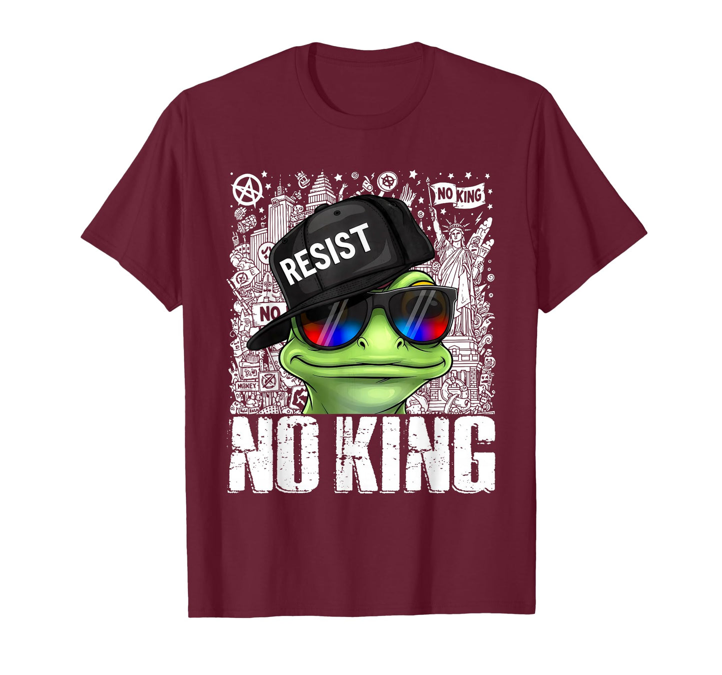 Vintage Cool Frog Resist No King Graphic Retro Streetwear T-Shirt