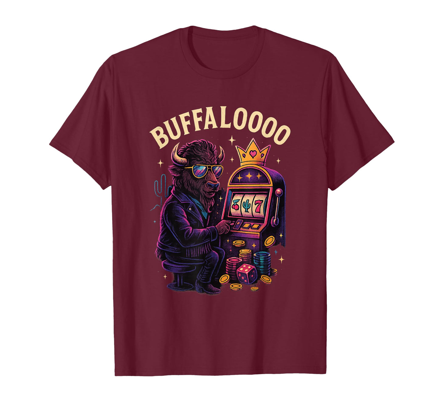Funny Buffaloooo Casino Buffalo Slot Machine Graphic T-Shirt