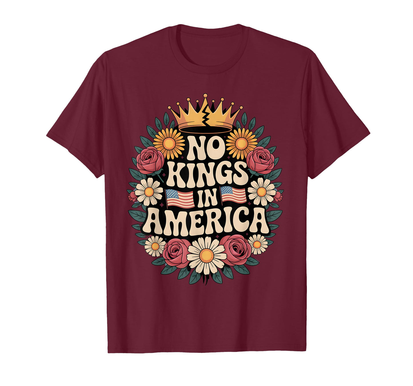 No Kings in America Patriotic Democracy Freedom Retro T-Shirt