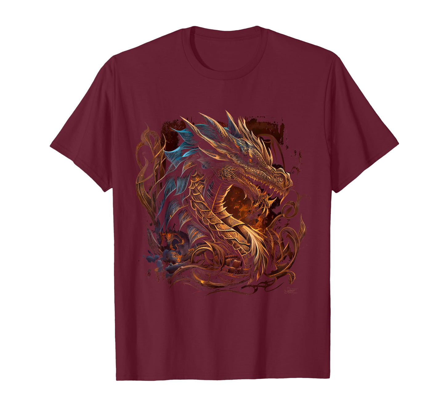 Beautiful Vintage Dragon Lover Fantasy Art Cool Illustration T-Shirt