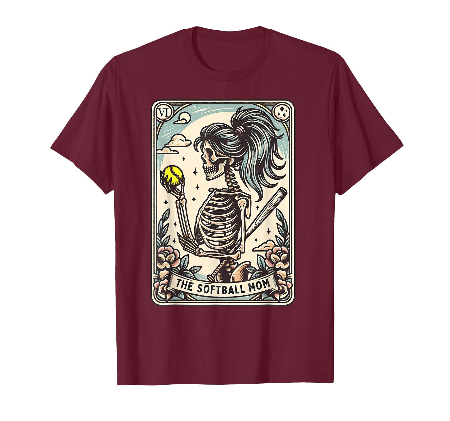Softball Mom Tarot Card Skeleton Softball Mama Mothers Day T-Shirt