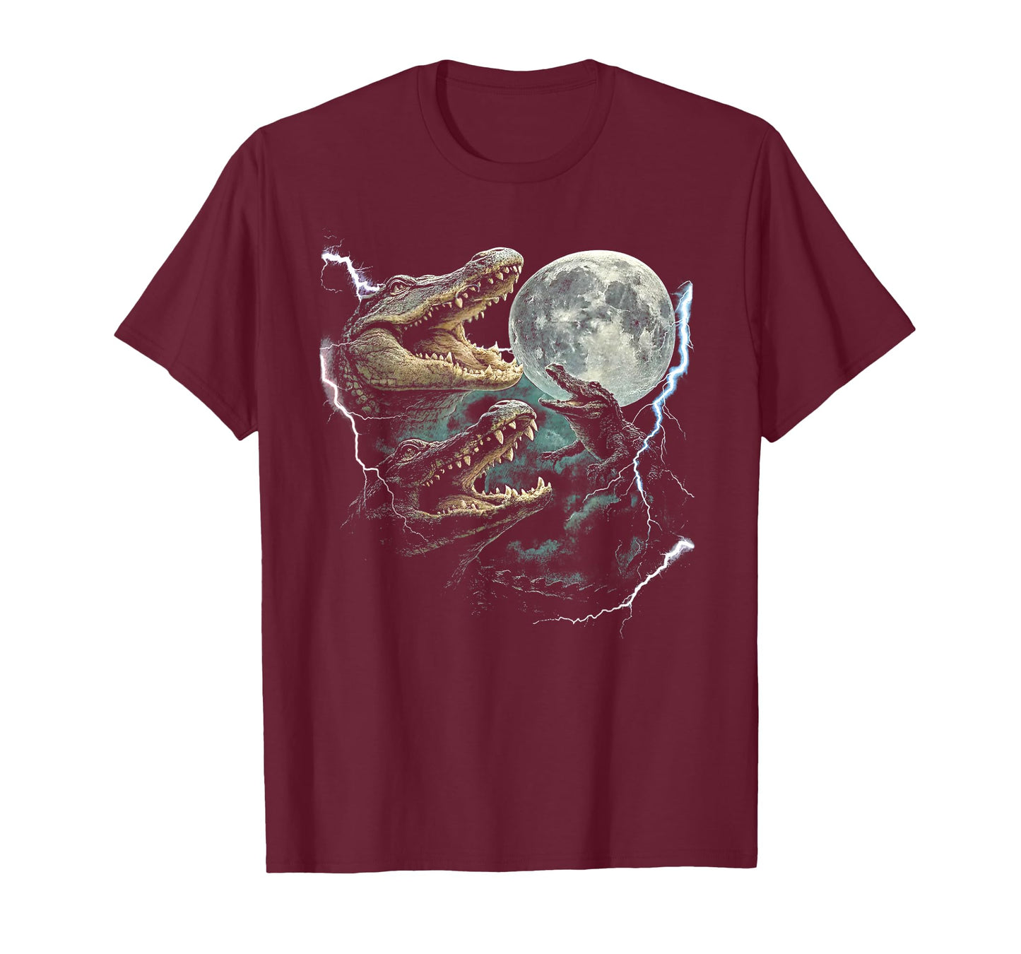 Three Weirdcore Crocodile At Moon Funny 90s Alligator T-Shirt