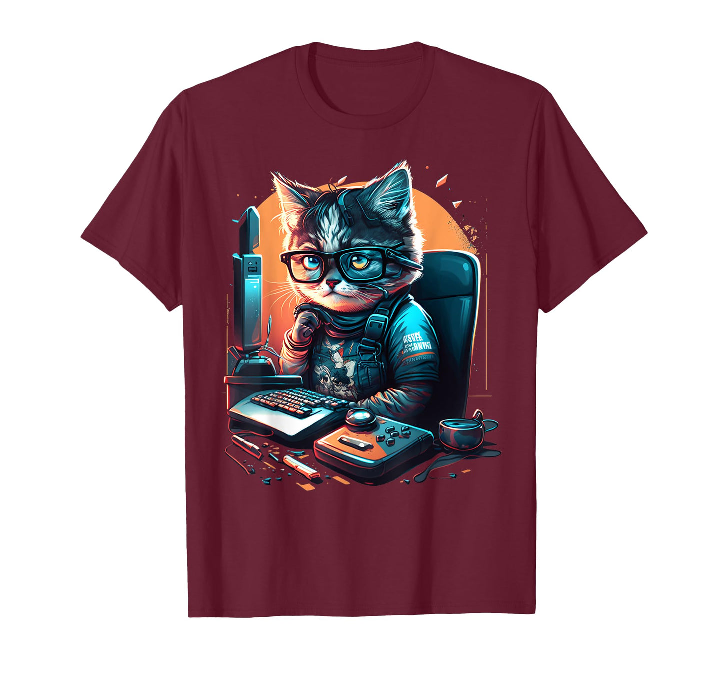 Cat Work On Computers with glasses cute cats Computer Nerd T-Shirt