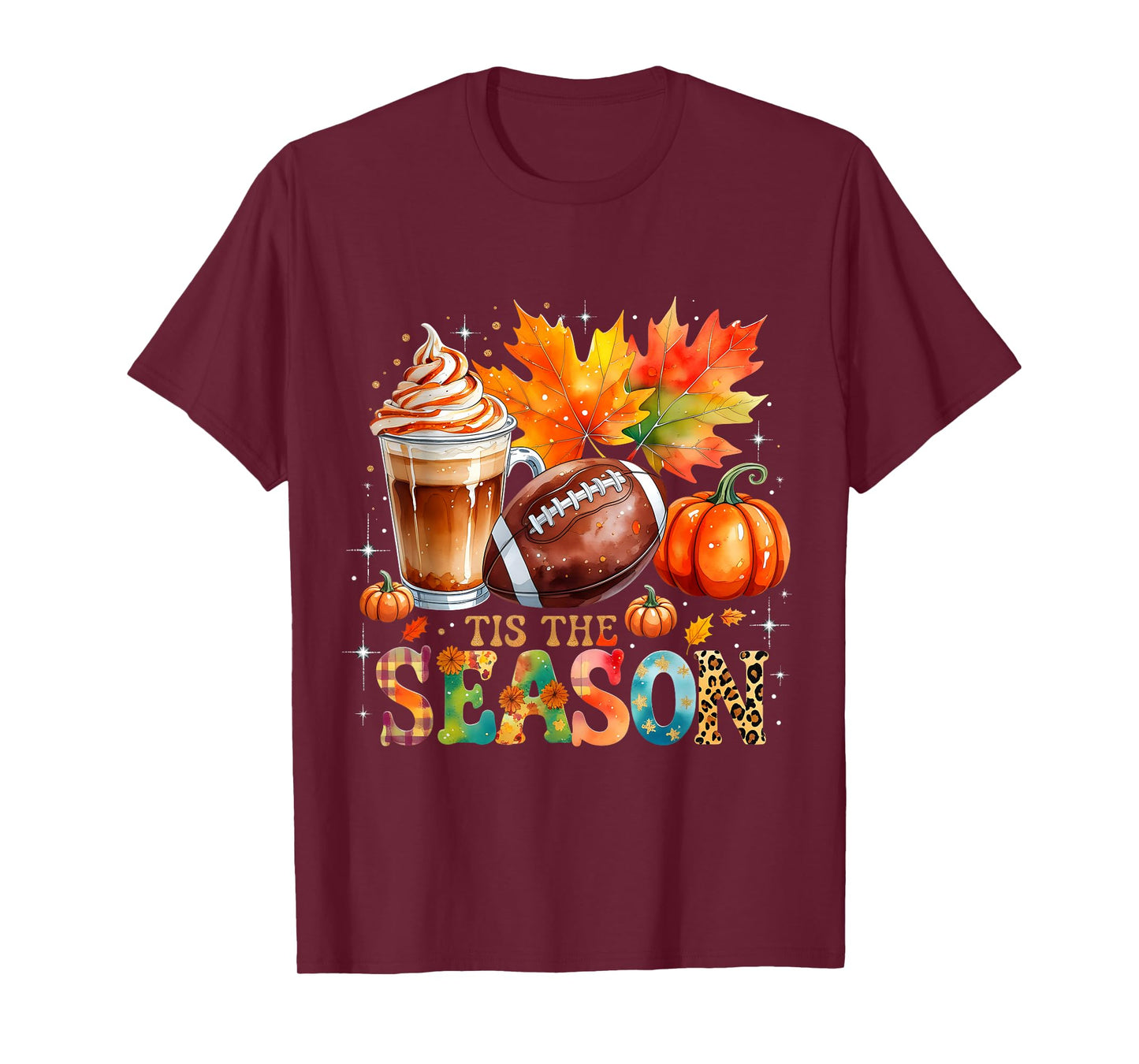 Tis The Season Fall Coffee Football Autumn Gift T-Shirt
