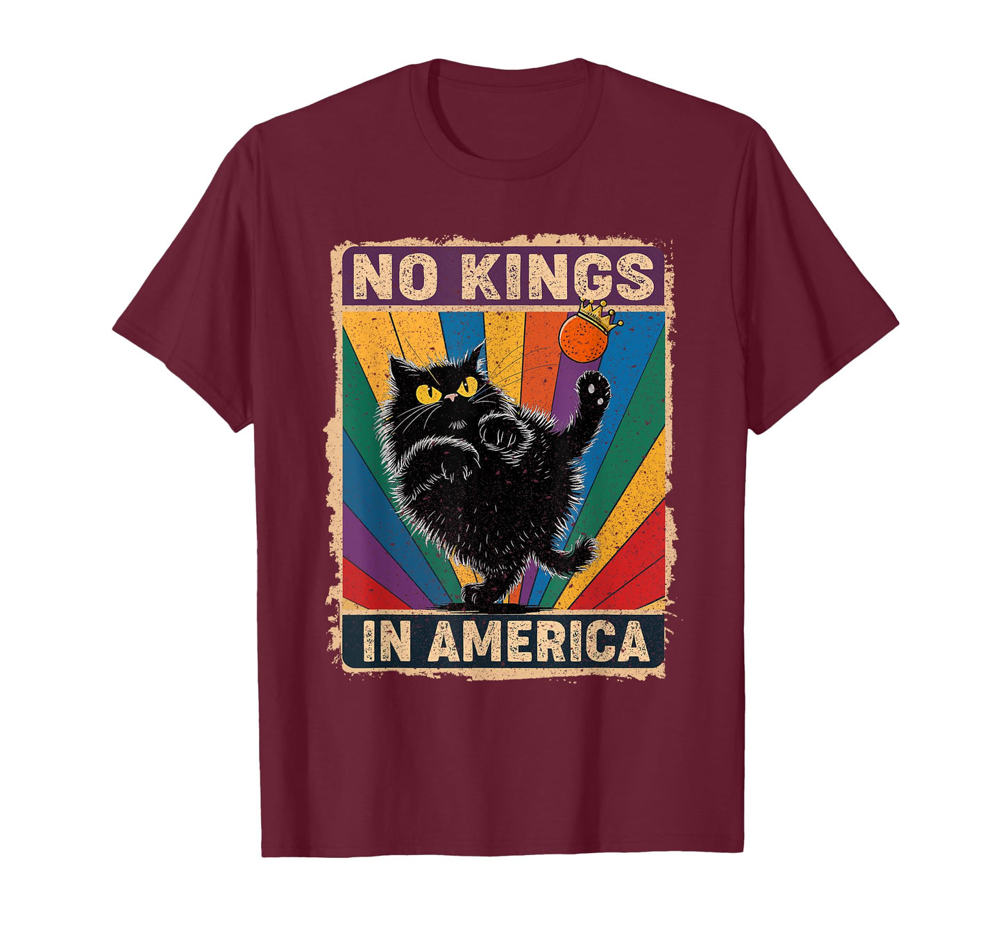 No Kings in America Black Cat Political Anti Trump Protest T-Shirt for Men Women