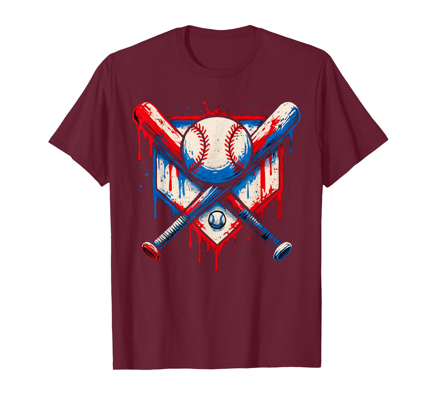 American Baseball Drip for Boys Graffiti Ball and Bat Youth T-Shirt