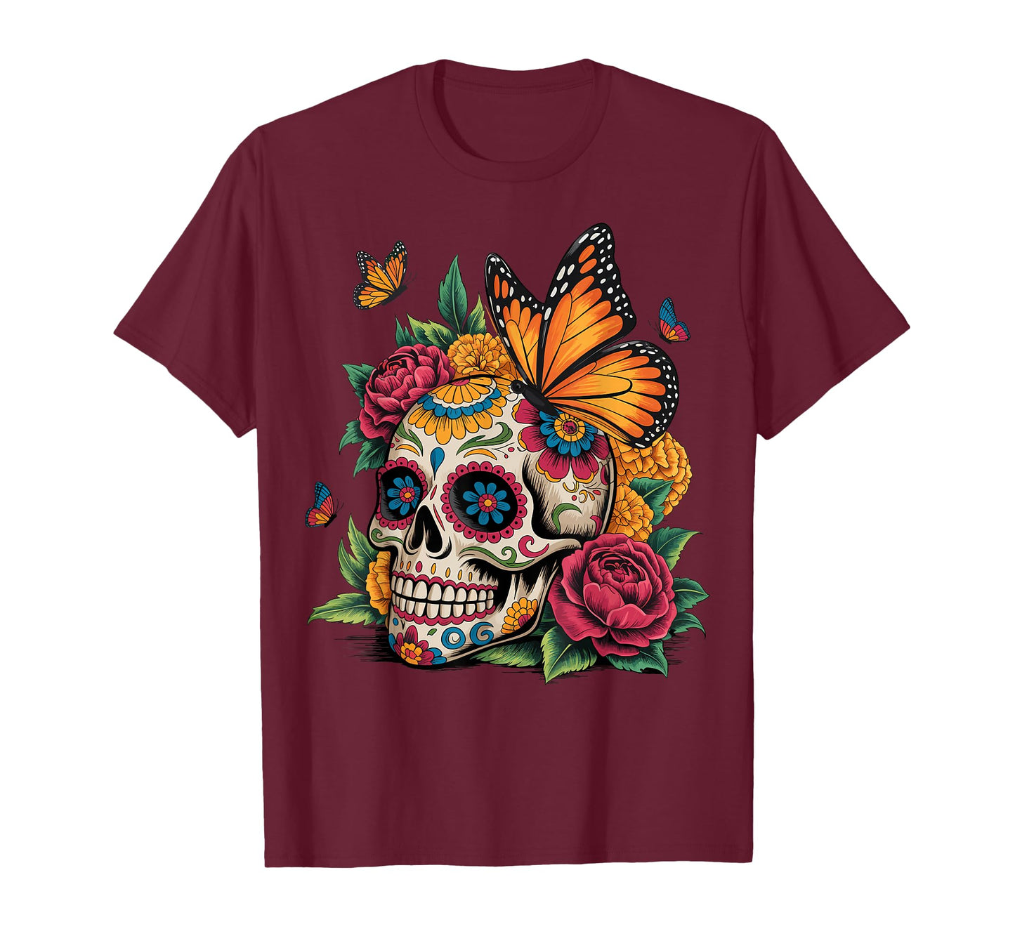 Dia de Los Muertos Floral Sugar Skull Gothic Day of The Dead T-Shirt