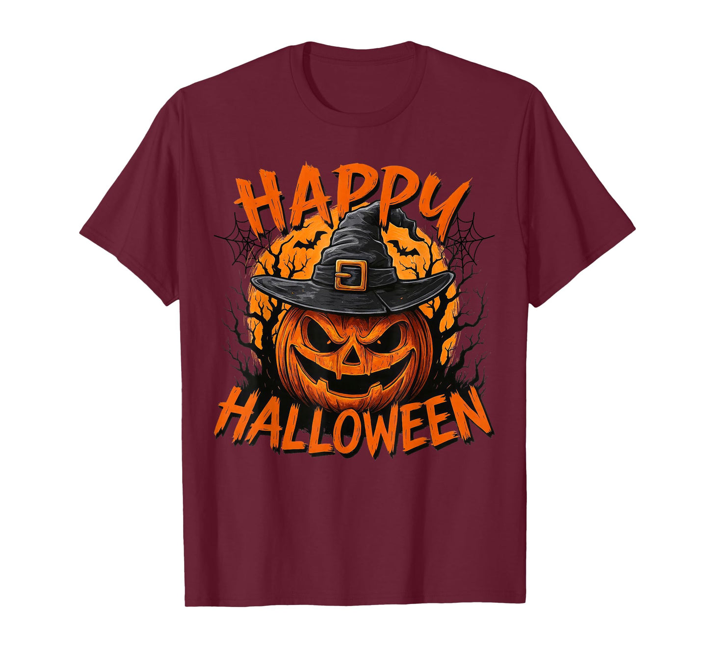Scary Pumpkin Witch Hat Happy Halloween T-Shirt