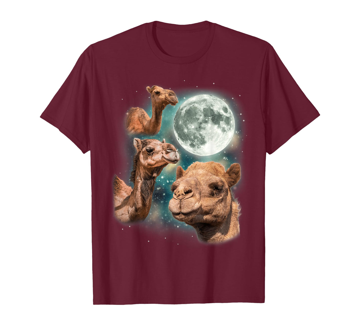 Three Camels Moon | 3 Dromedary Camels Under A Desert Moon T-Shirt
