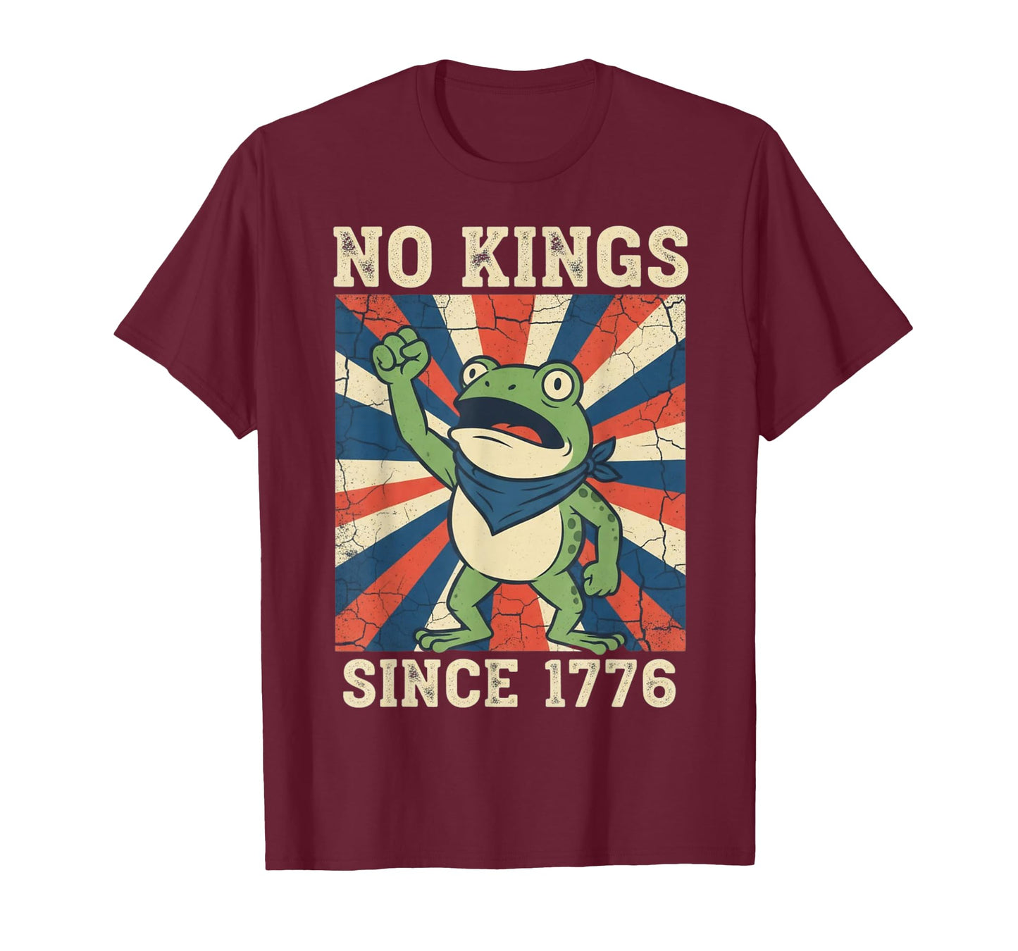 No Kings Since 1776 Funny Frog Protest Retro Patriotic T-Shirt