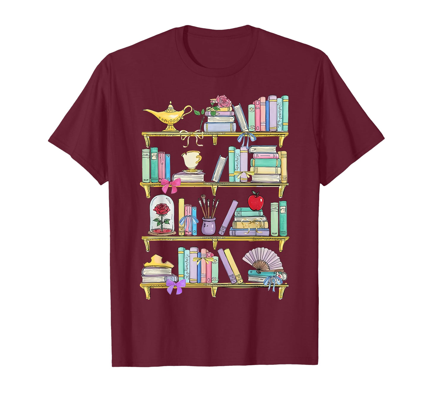 Belle's Bookshelf Book Lover Coquette Reader Women Girl T-Shirt