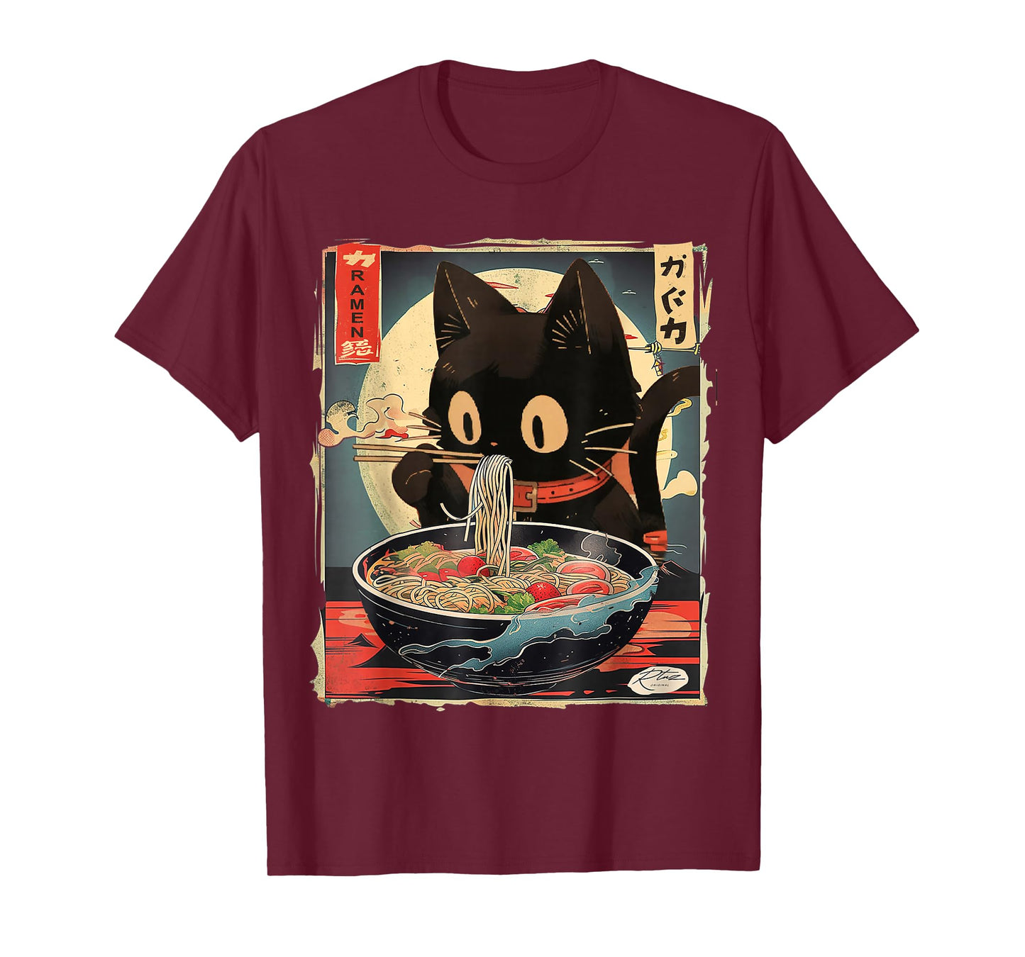 Cat Ramen Manga Anime for Kids Boys Girls Teens Kawaii Cat Eating Ramen Noodles Anime Gift Girls Teens T-Shirt