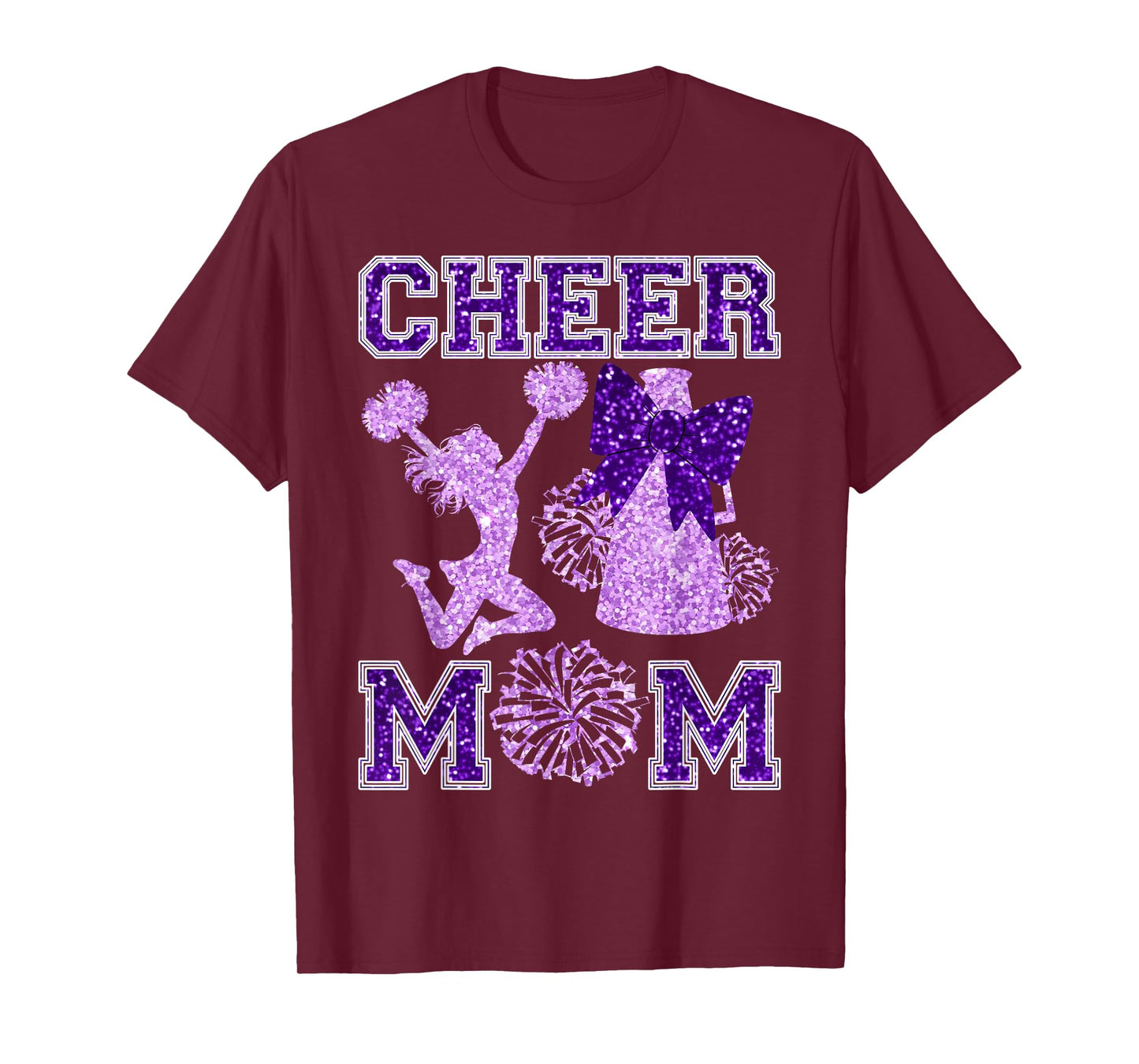 Cheer Mom Mama Bow Sport Cheerleader Cheerleading Purple T-Shirt