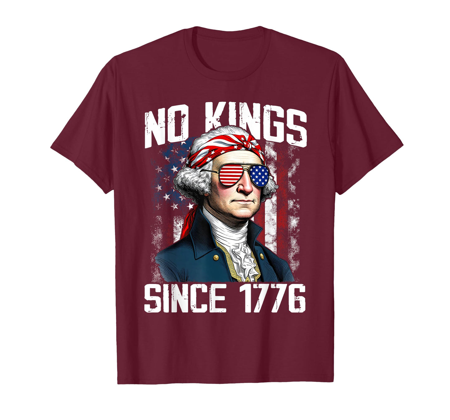 No Kings in America Since 1776 Distressed USA Flag Vintage T-Shirt