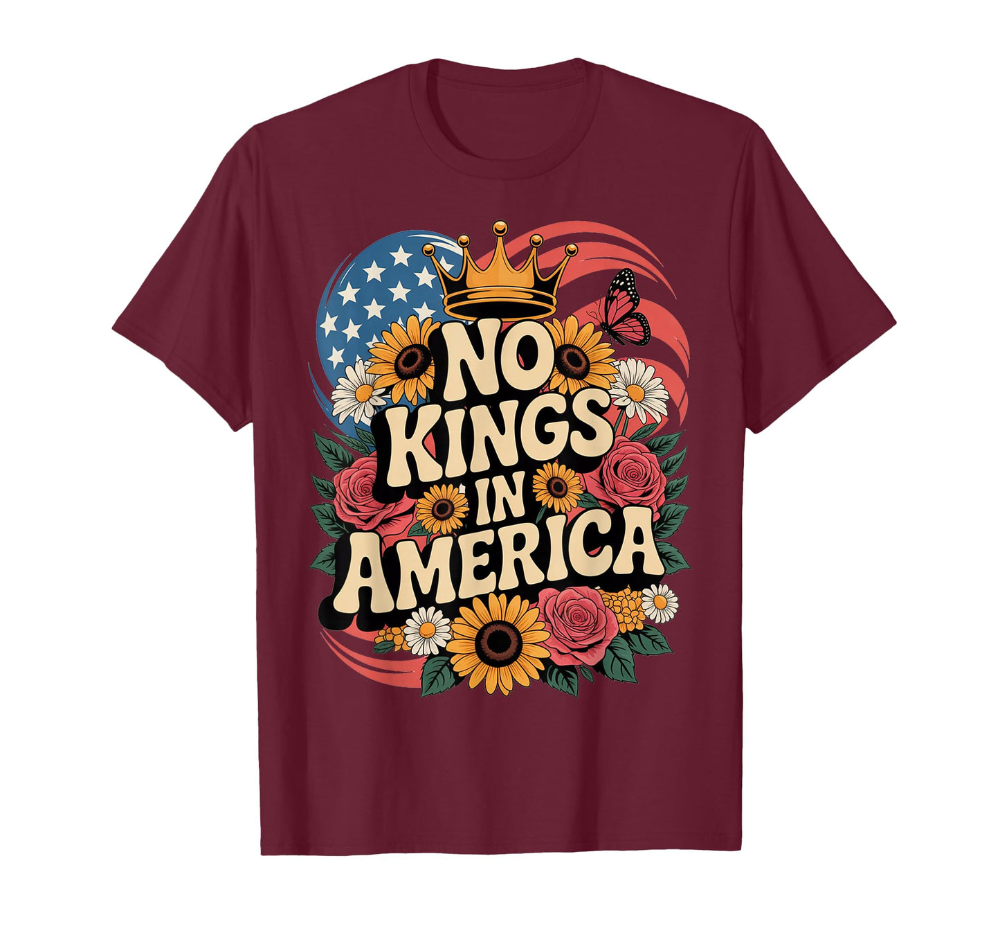 No Kings Protest Sign Patriotic Liberty Art Design T-Shirt