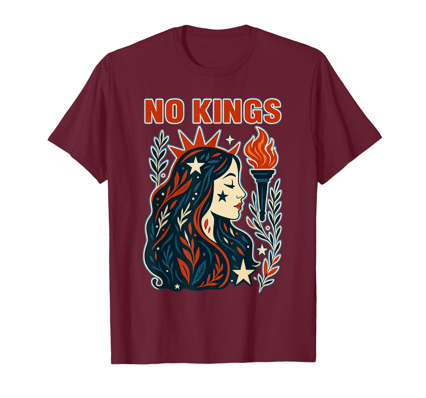 No Kings Retro Patriotic Woman Liberty Womens T-Shirt