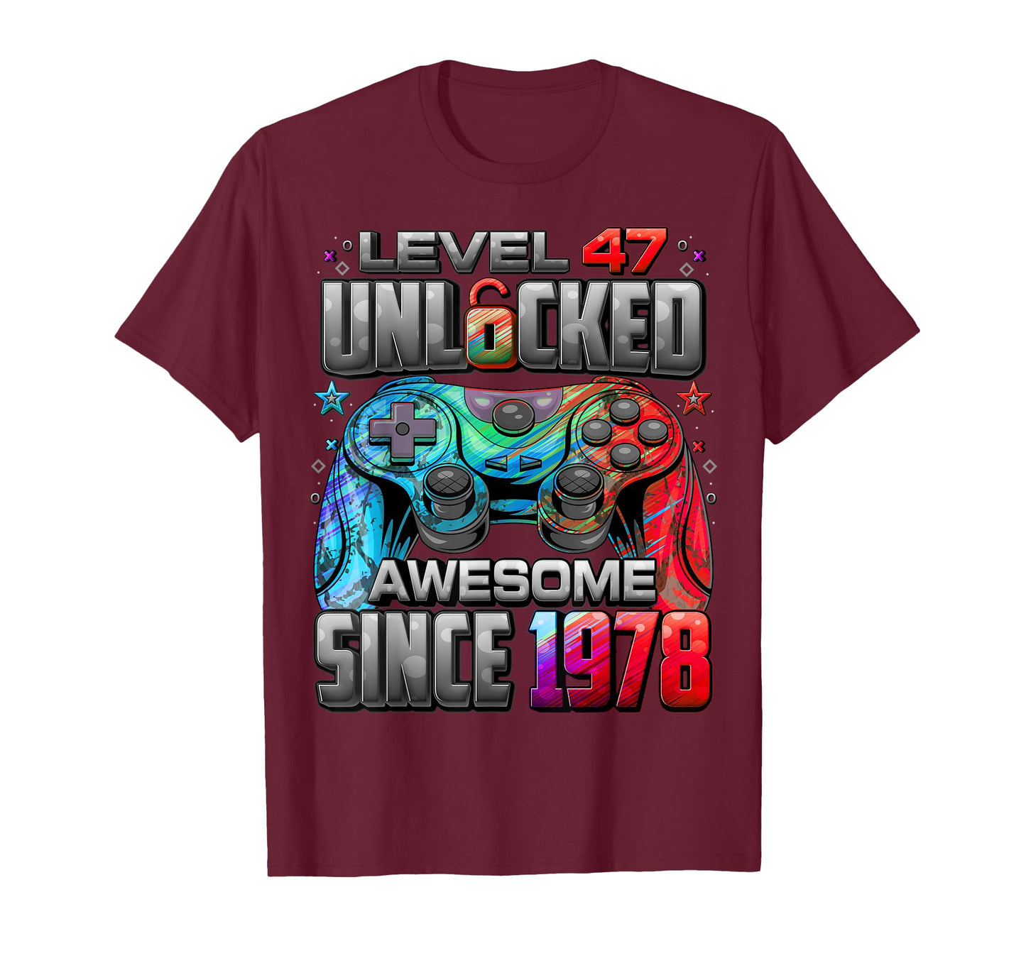 Level 47 Unlocked Awesome Since 1978 47th Birthday Gaming T-Shirt