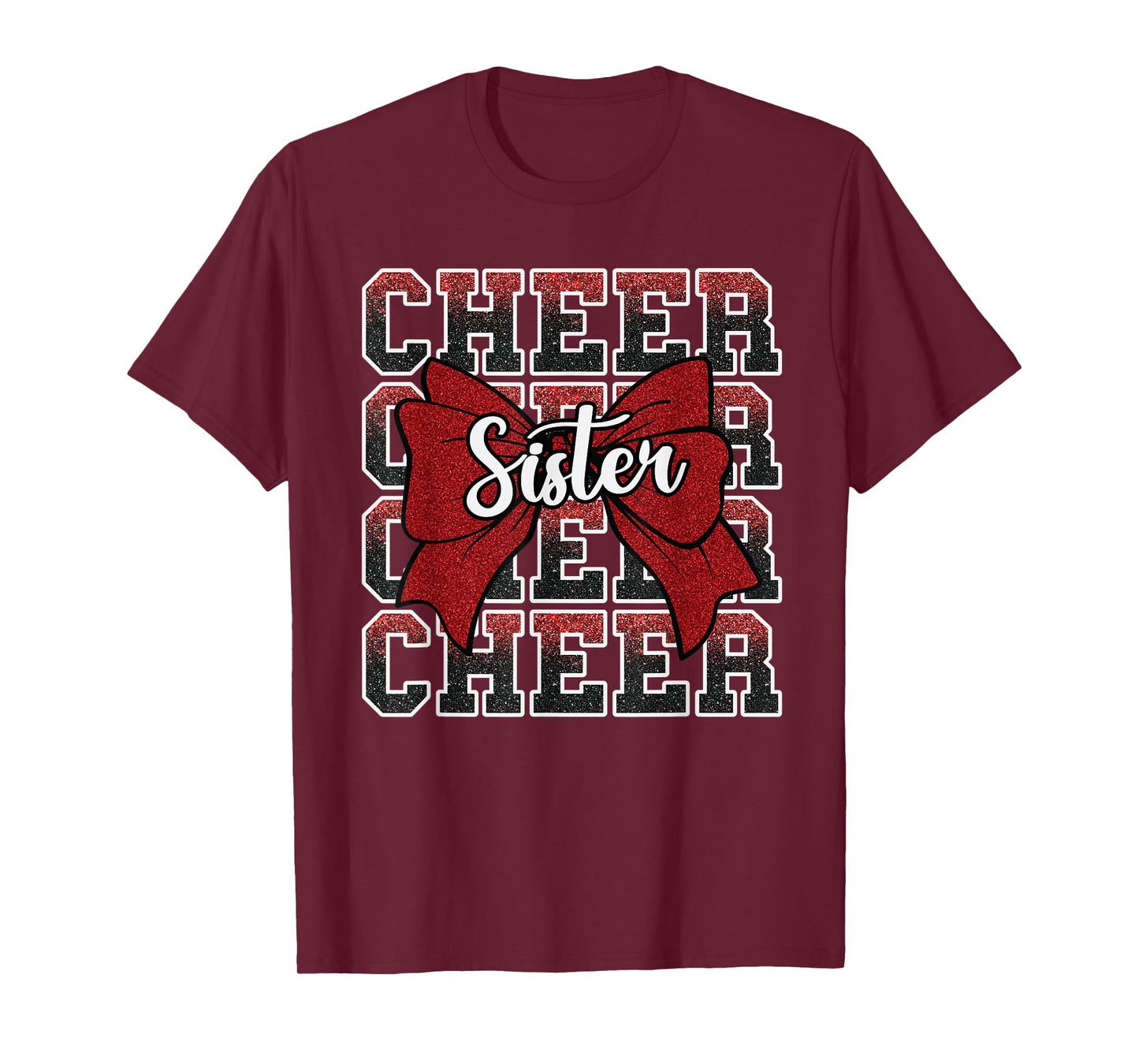 Coquette Cheer Sister Bow Sport Cheerleader Cheerleading Red T-Shirt