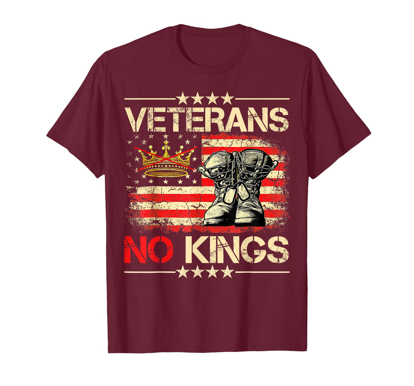 Veterans No Kings Military Protest USA Flag America T-Shirt