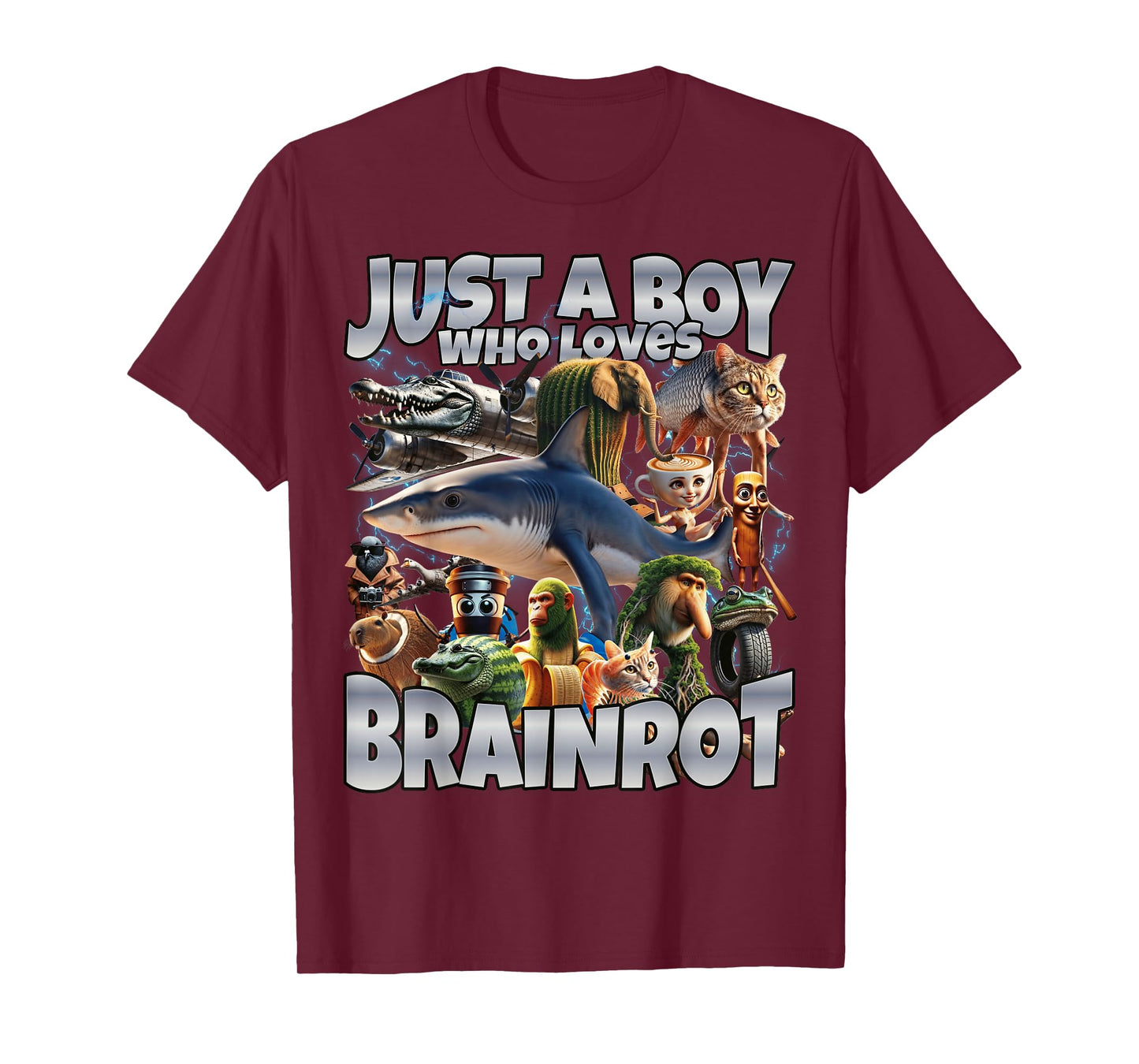 Just A Boy Who Loves Brain Red T-Shirt