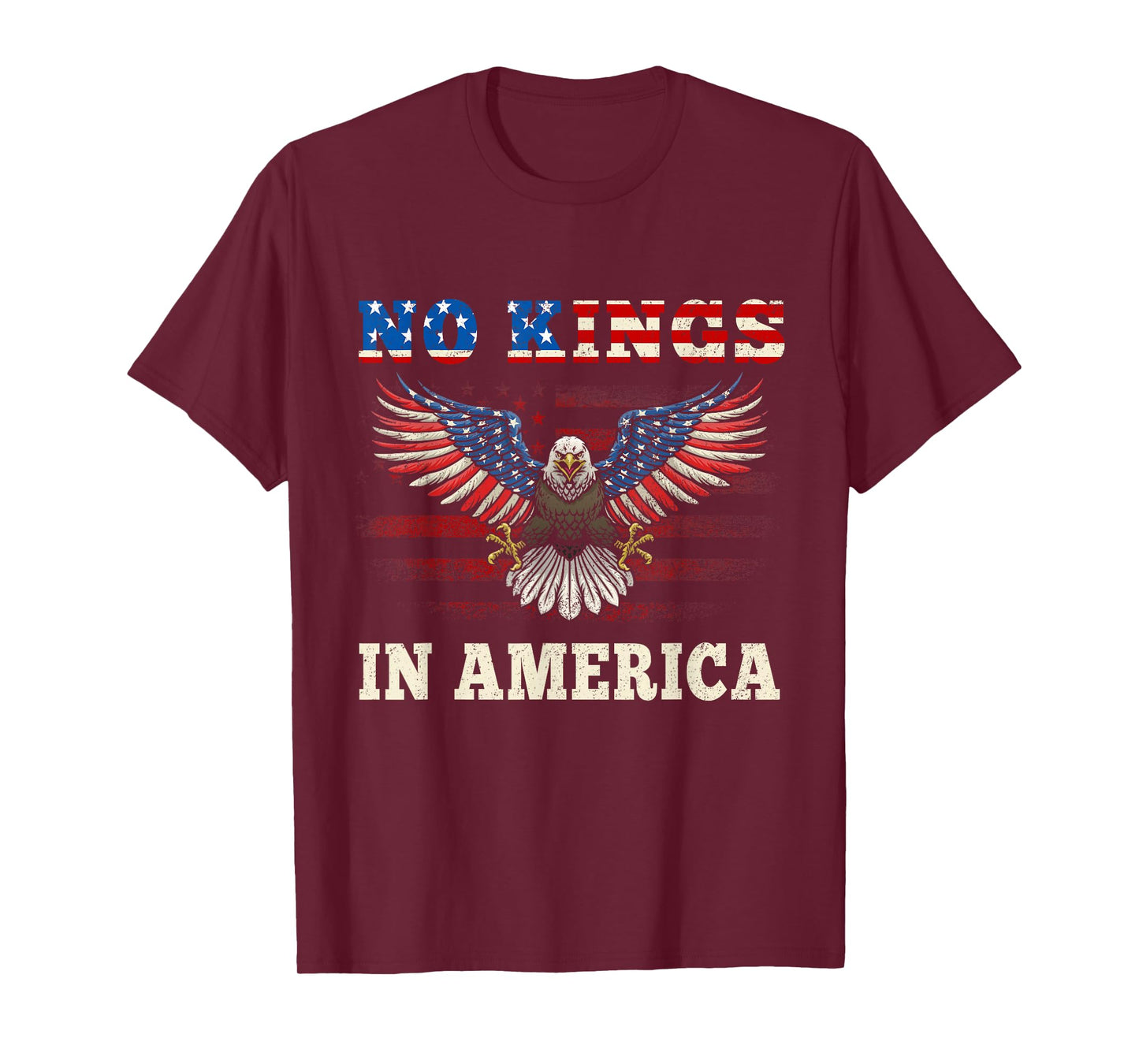 No Kings in America America Flag Vintage No Kings Eagle Flag T-Shirt