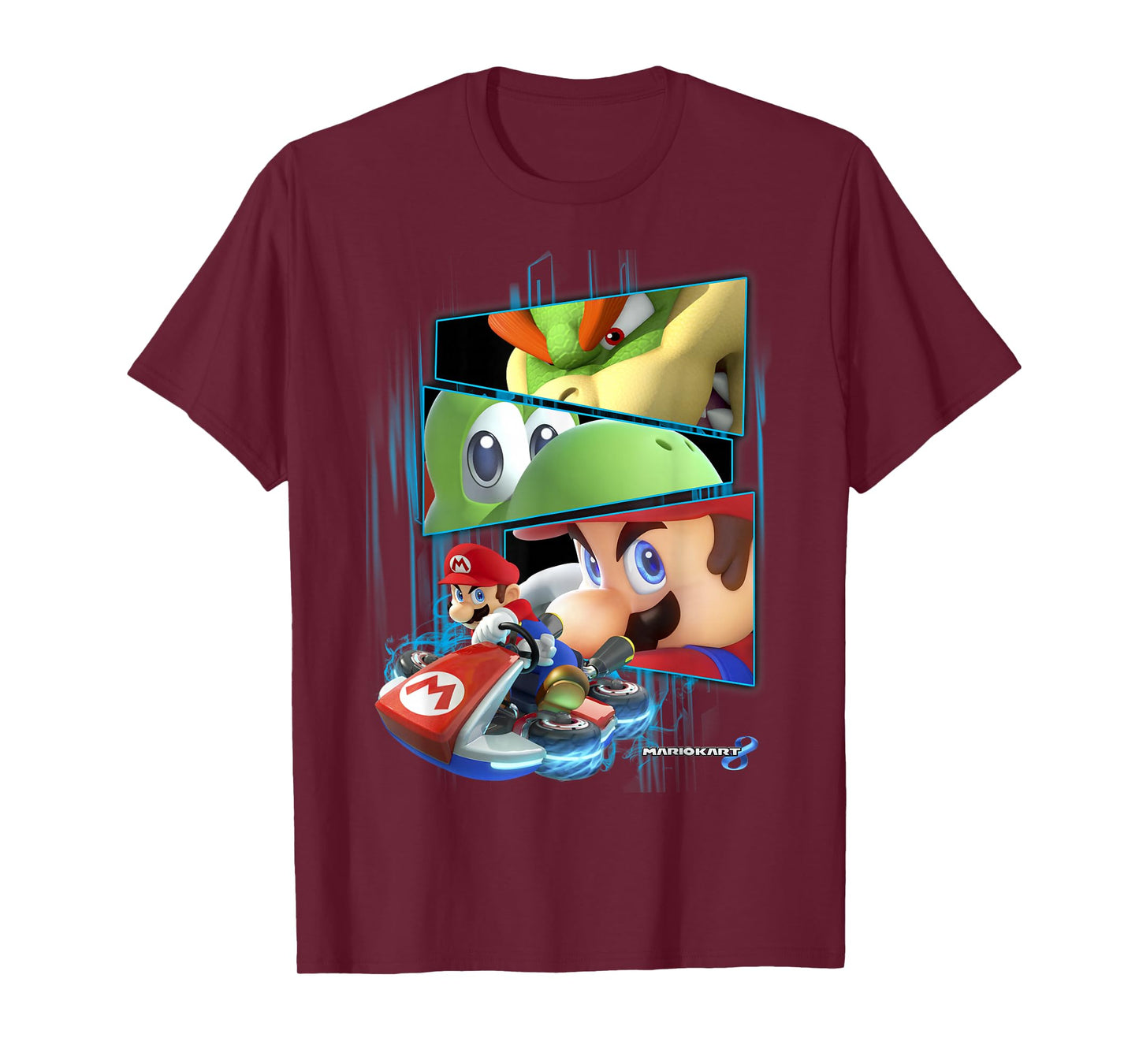 Nintendo Mario Kart 8 Yoshi Bowser Race Eyes Graphic T-Shirt T-Shirt