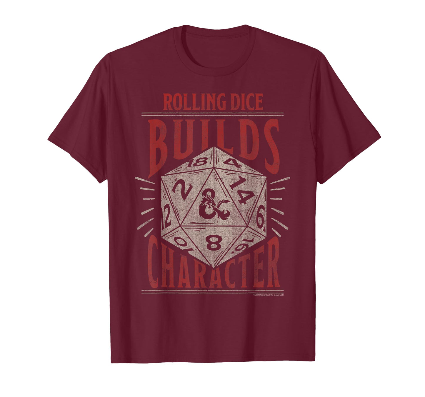 Dungeons & Dragons Rolling Dice Builds Character Short Sleeve T-Shirt