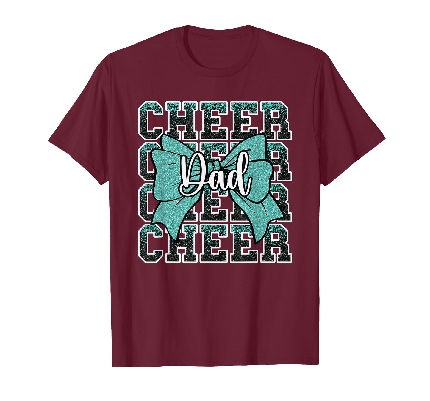 Cheer Dad Daddy Bow Sport Cheerleader Cheerleading Teal Blue T-Shirt