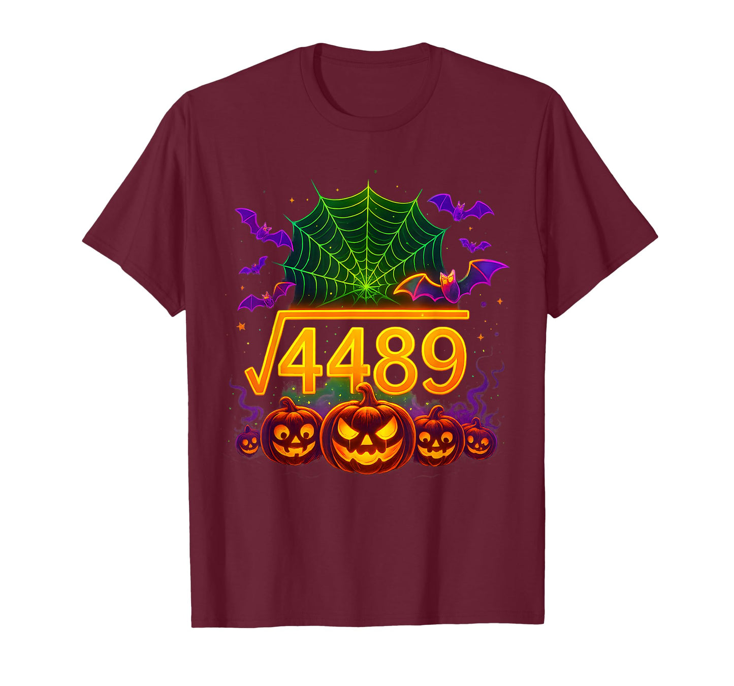 Funny 67 Meme Math Teacher 6 7 Halloween Square Root 4489 T-Shirt