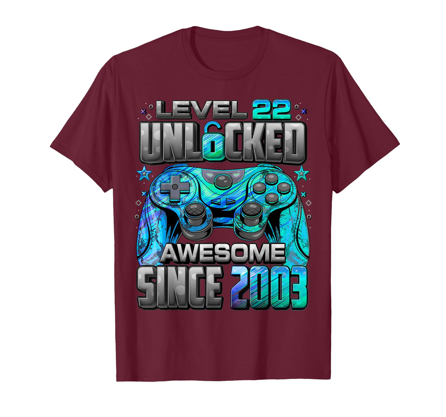 Level 22 Unlocked Awesome Since 2003 22nd Birthday Gaming T-Shirt