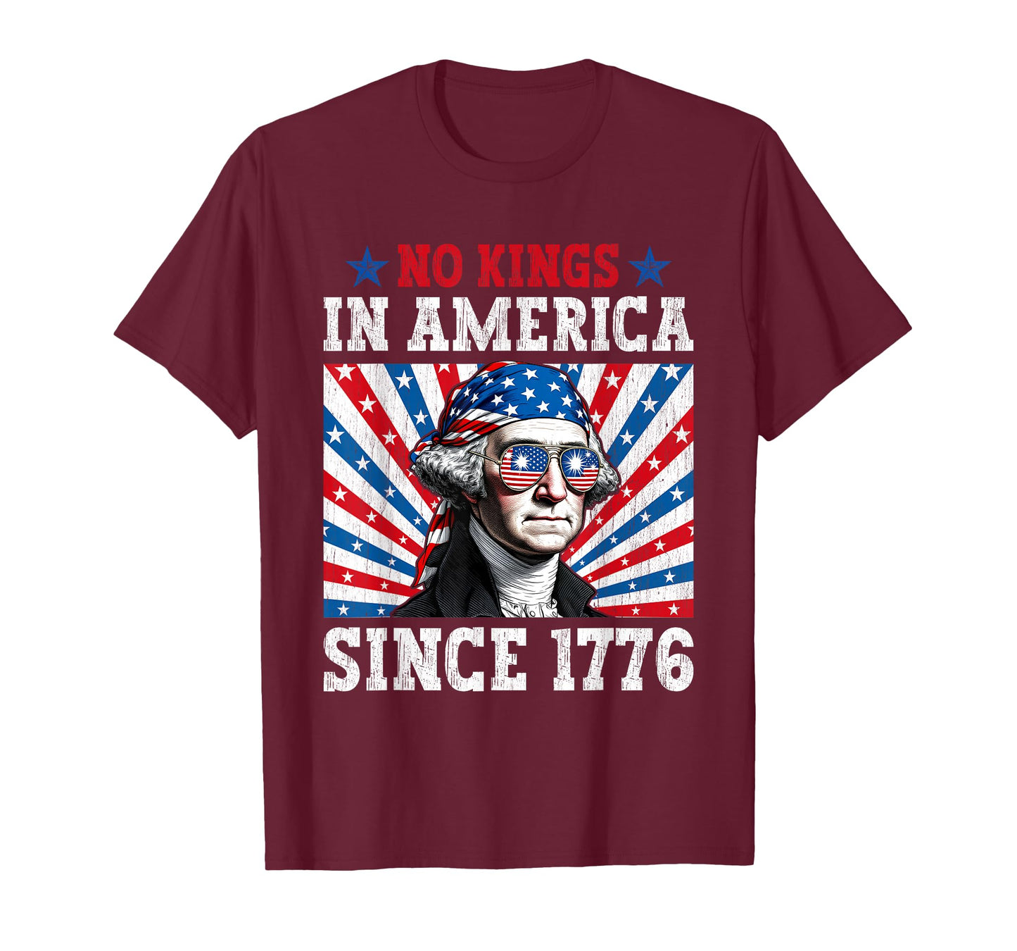 No Kings in America Since 1776 Distressed USA Flag Vintage T-Shirt