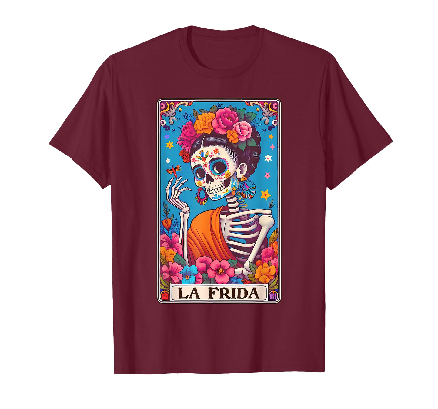 La Frida Dia De Los Muertos Day of Dead Halloween Skull T-Shirt