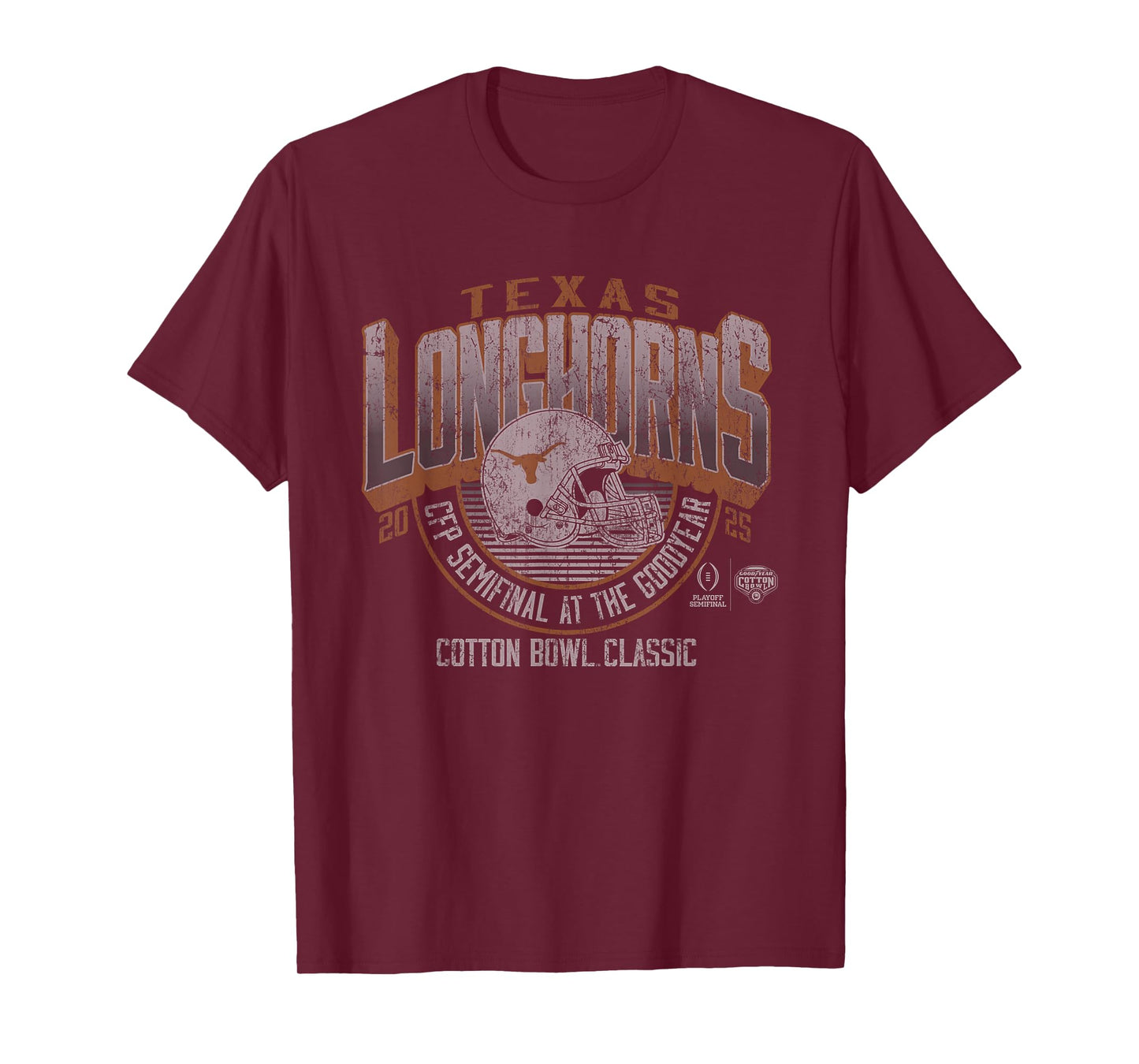Elite Authentics Texas Longhorns Unisex-Adults & Kids Retro Black Cotton Bowl 2024-25 CFP Semifinal T-Shirt