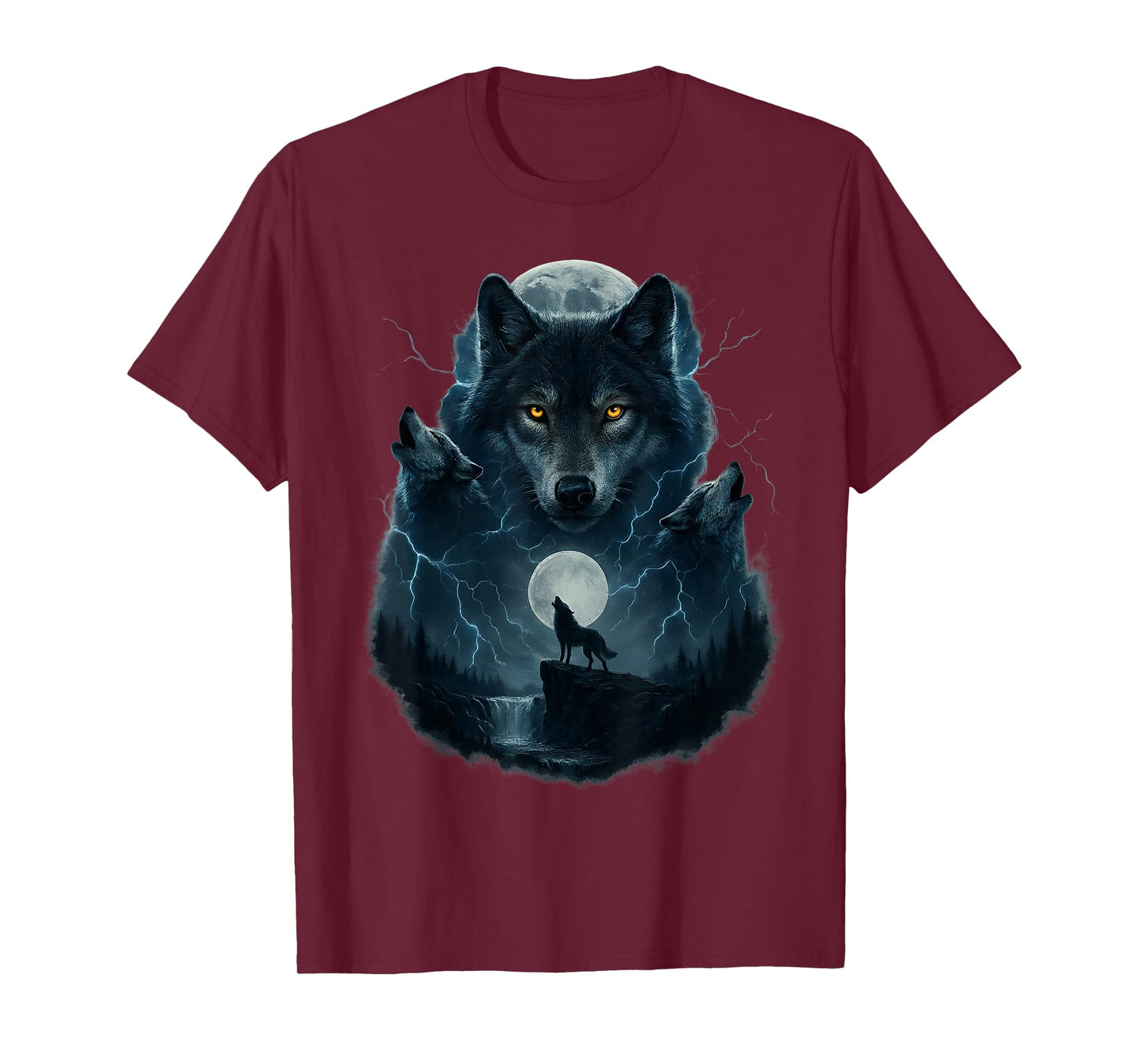 Wolf Howling at Moon Graphic Tees Men Wolves T-Shirt