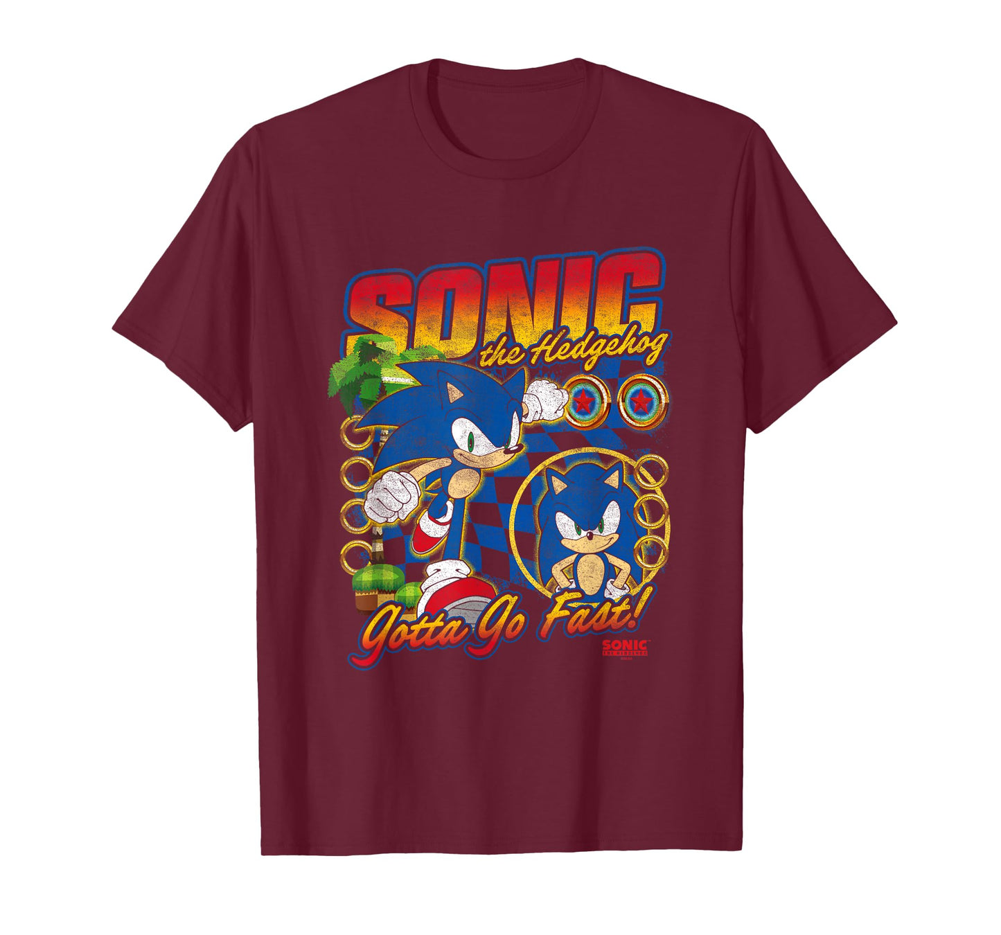 Sonic The Hedgehog Gotta Go Fast Distressed Portrait T-Shirt