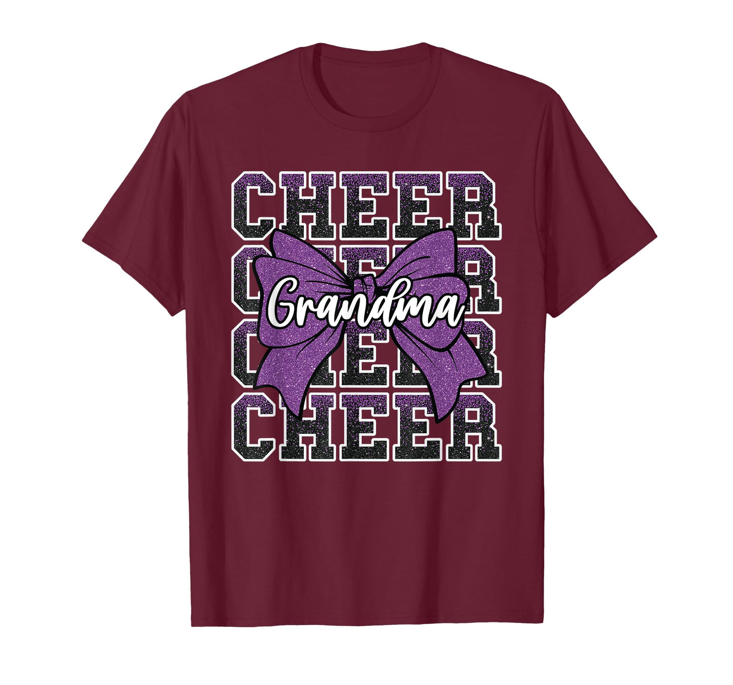 Cheer Grandma Bow Sport Cheerleader Cheerleading Purple T-Shirt
