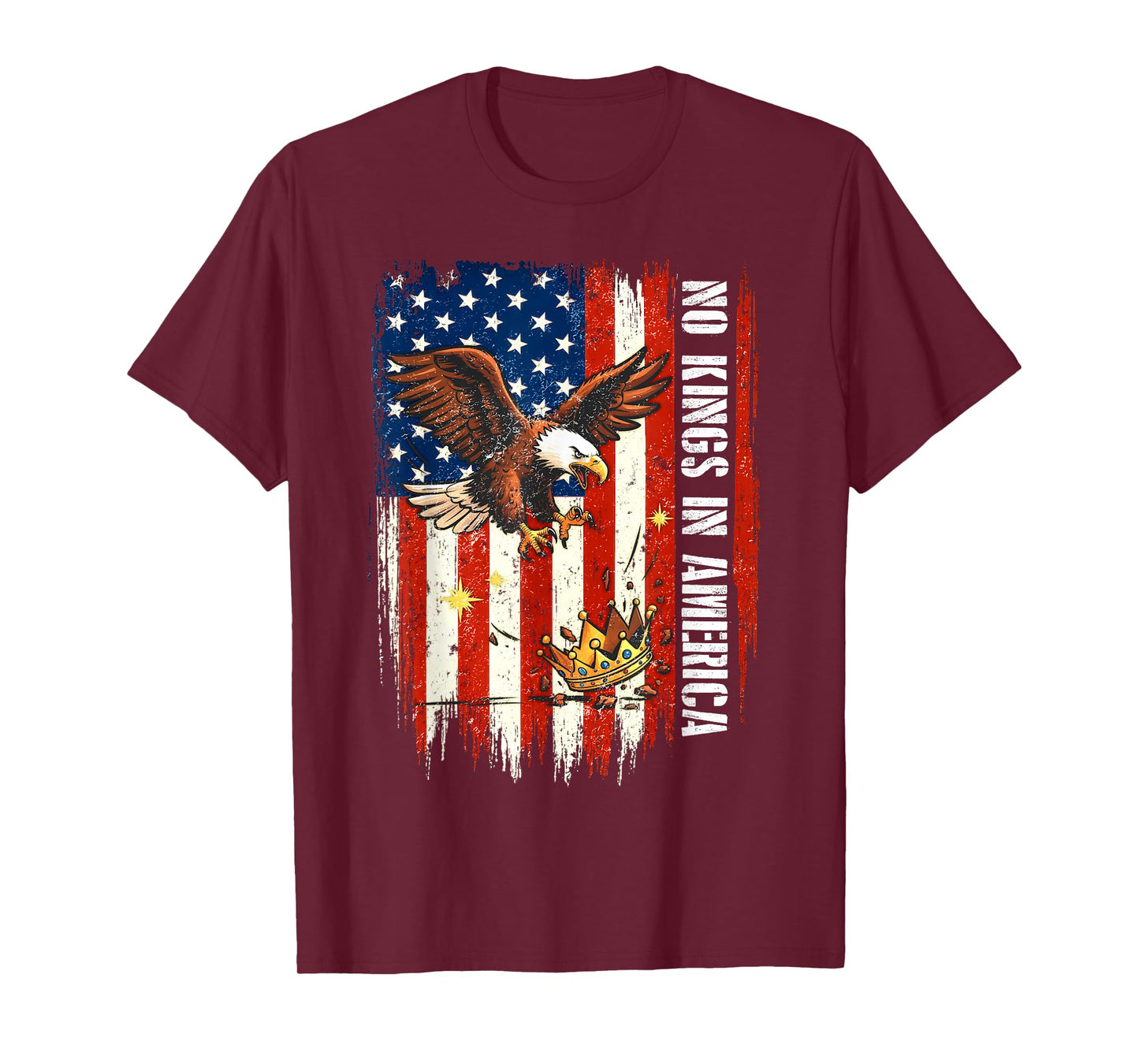 No Kings in America Democracy Patriotic Eagle America Flag T-Shirt