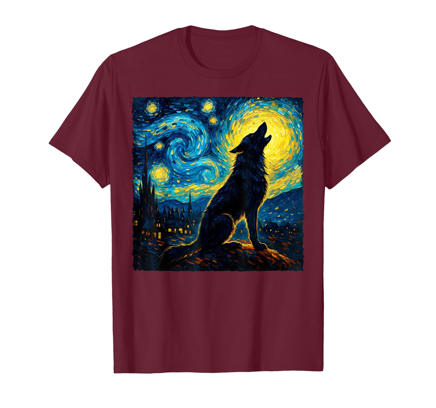Wolf Starry Night Howling Moon Funny Gifts for Men Women Kid T-Shirt