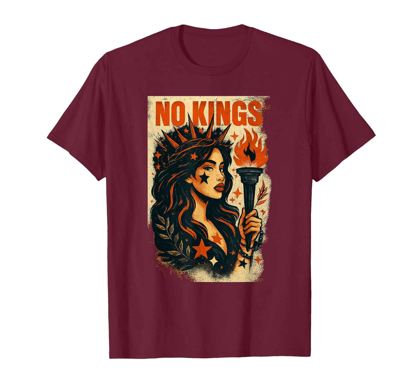 No Kings Retro Patriotic Woman Liberty Art 4th of July T-Shirt