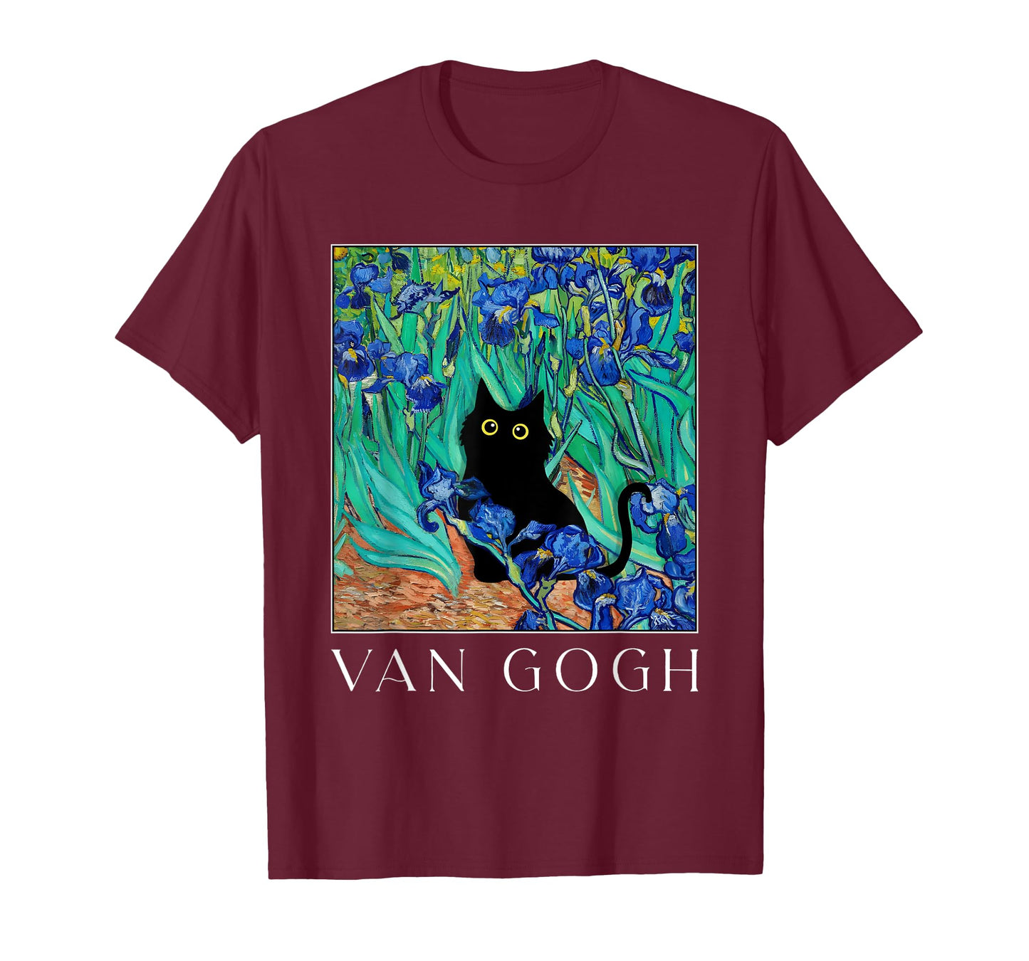 Funny Van Gogh Iris Flowers Cat Meme Van Gogh Art Graphic T-Shirt