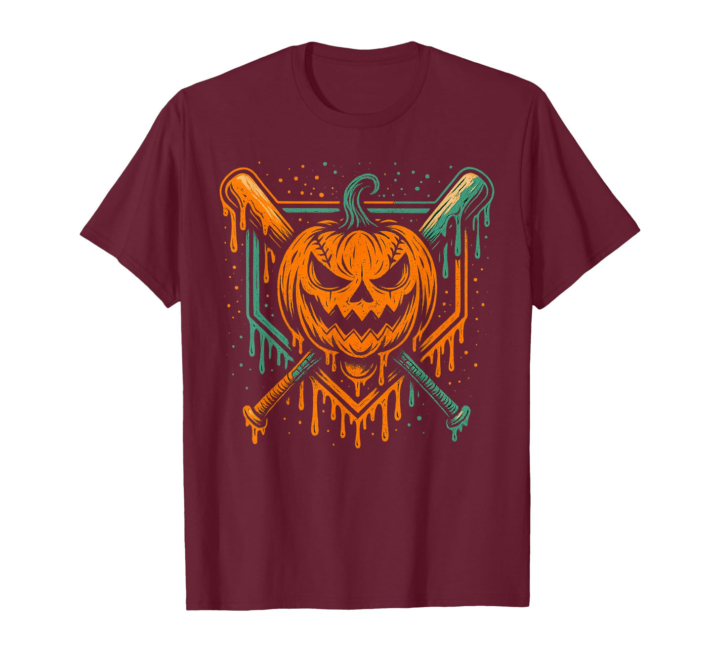 Pumpkin Halloween Baseball Ice Cream Drip Spooky Boys Youth T-Shirt