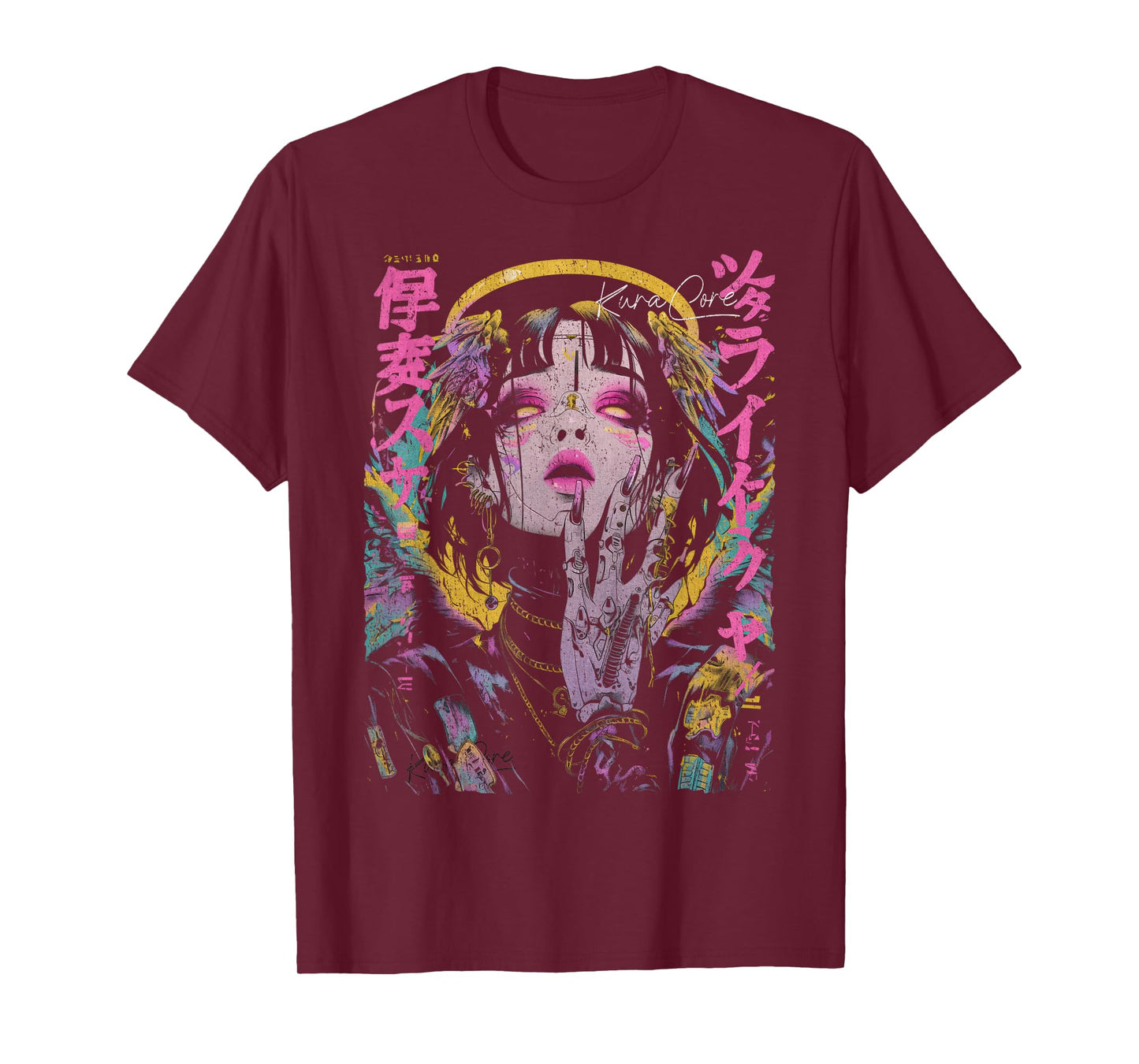Japanese Streetwear Cyberpunk Angel Y2K Techwear Manga Anime T-Shirt