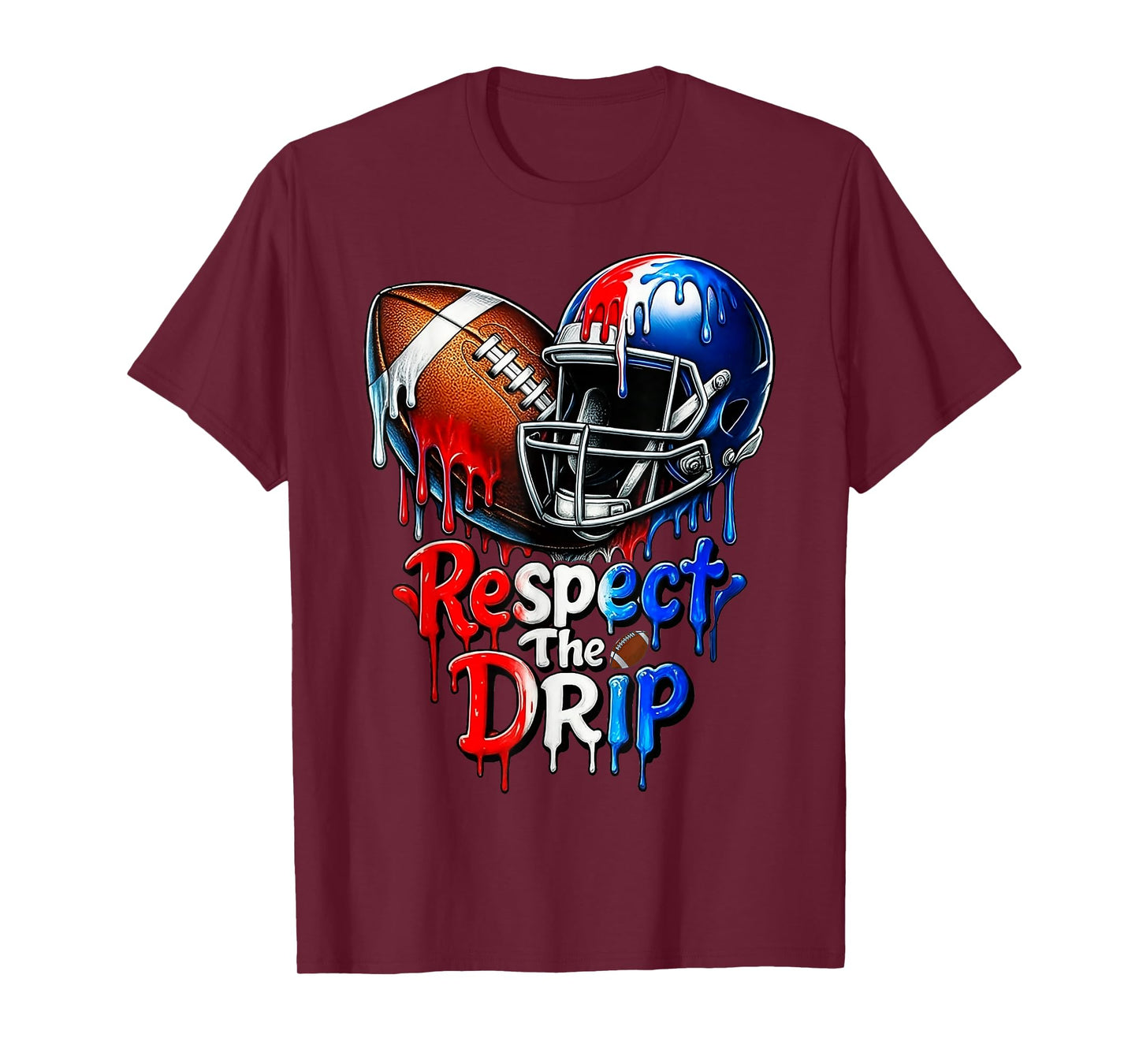 Respect The Drip Football Drip Boys Ice Cream Drip Sprinkle T-Shirt