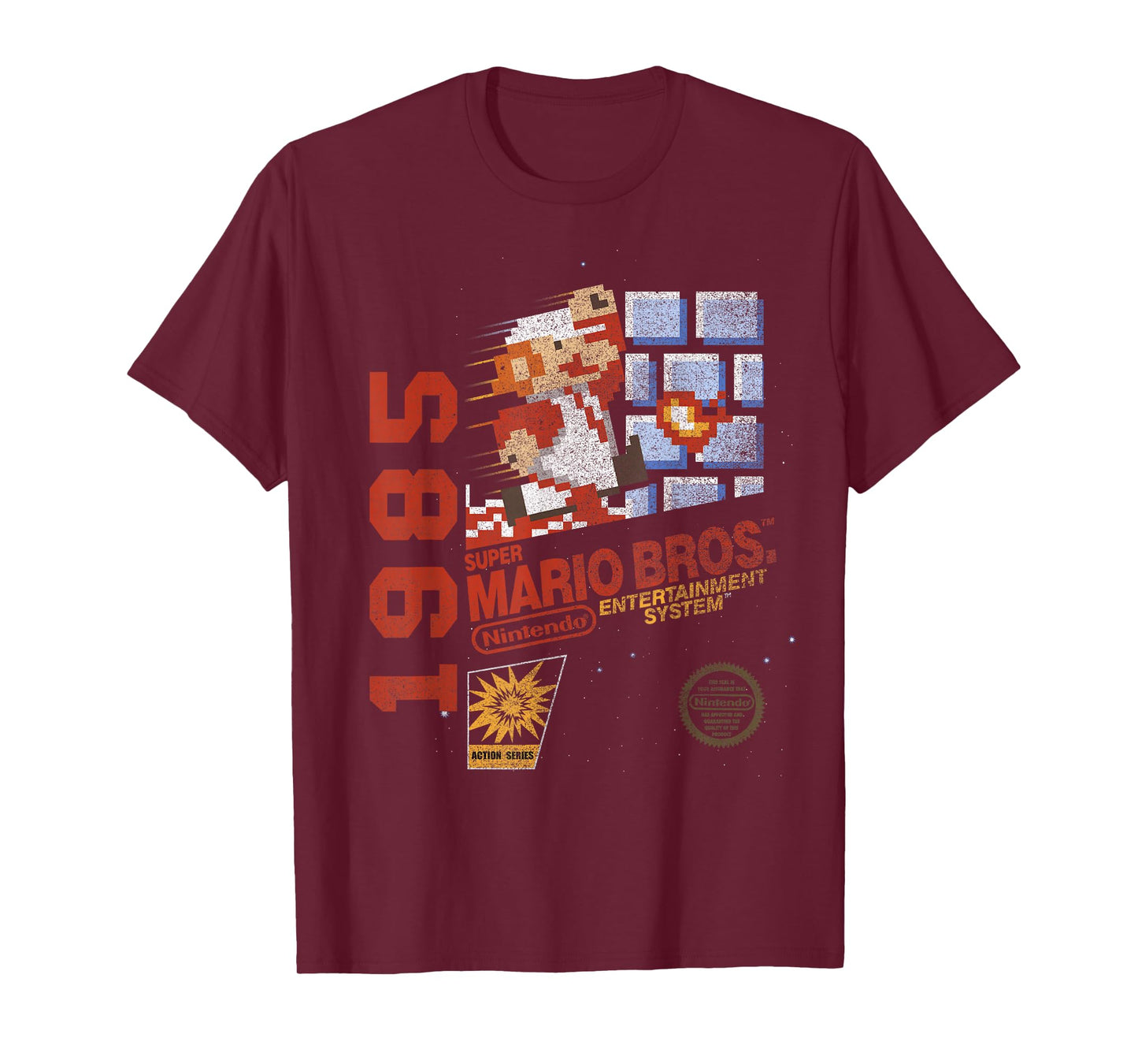Super Mario Bros NES 1985 Retro 8-Bit Nintendo Game Cover T-Shirt