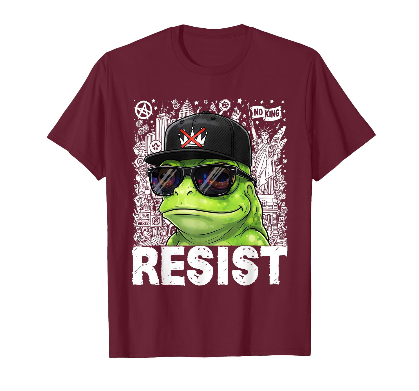 Vintage Cool Frog Resist No King Graphic Retro Streetwear T-Shirt