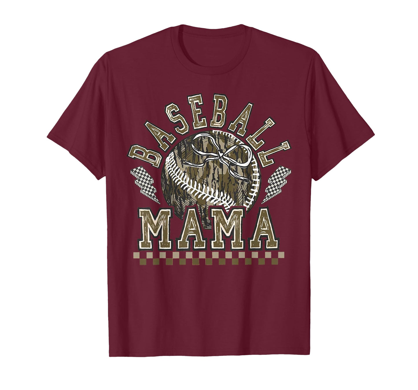 Retro Baseball Camo Mama Game Day Tis The Season Sports Mom T-Shirt