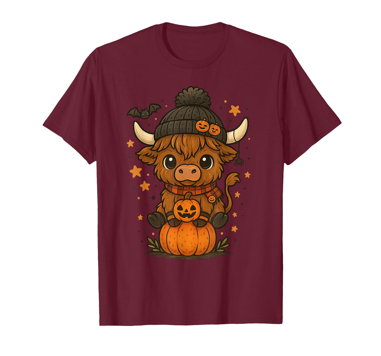 Highland Cow Halloween Cute Pumpkin T-Shirt