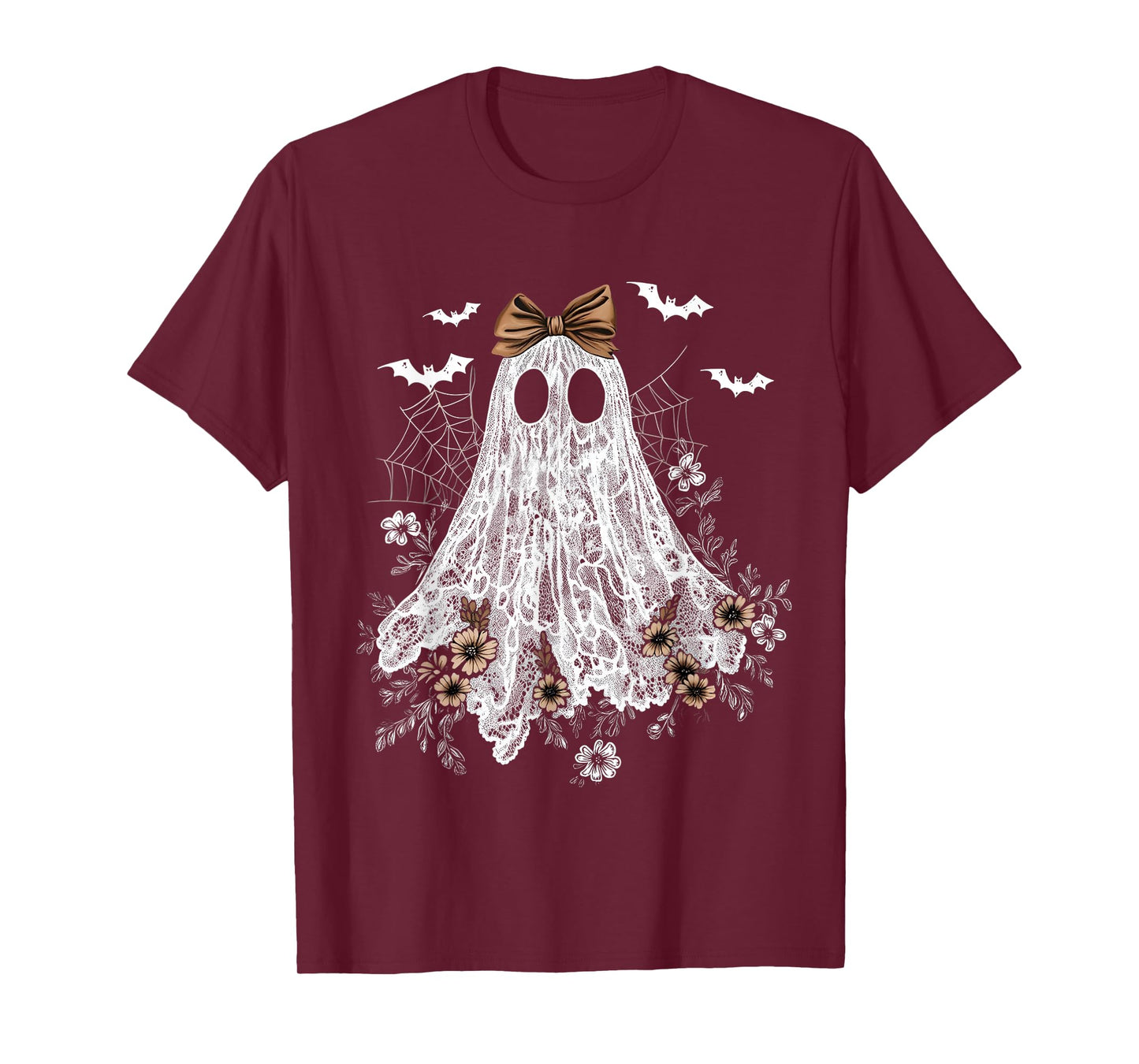 Halloween Shirt Floral Ghost Halloween Costume Girls Women T-Shirt